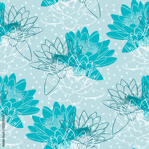 Seamless pattern with water lilies
