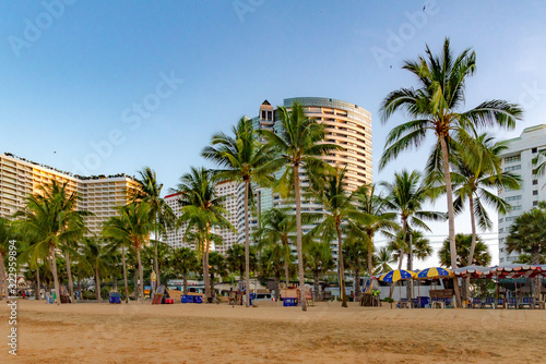 Sunrise on beach Jomtien, Pattaya, Thailand photo