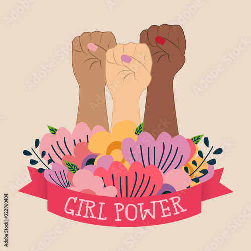 Girl power, feminism concept vector illustration