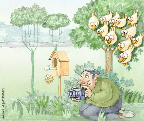 Schilderij op canvas photographer waiting