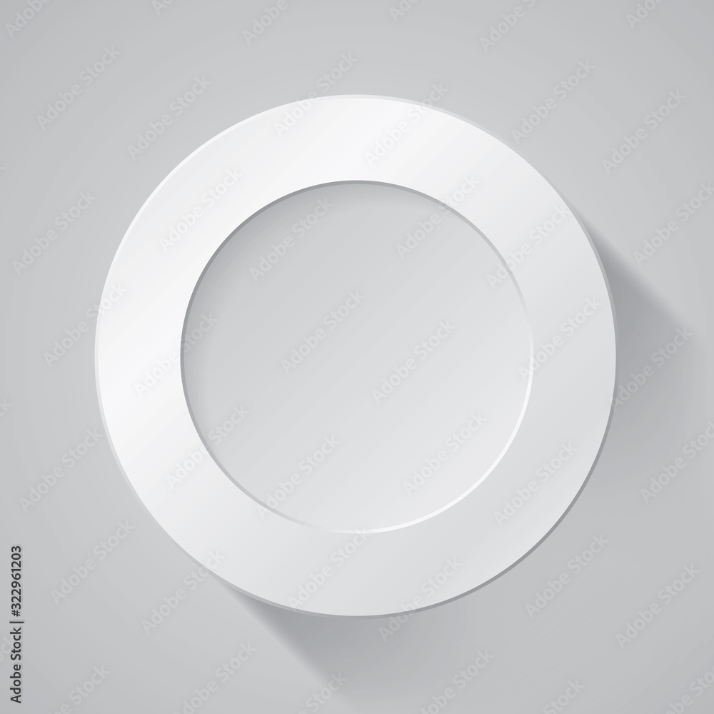 Realistic empty round white frame on gray background, border for your creative project, mock-up sample, vector design object Realistic empty round white frame on gray background, border for your creative project, mock-up sample, vector design object