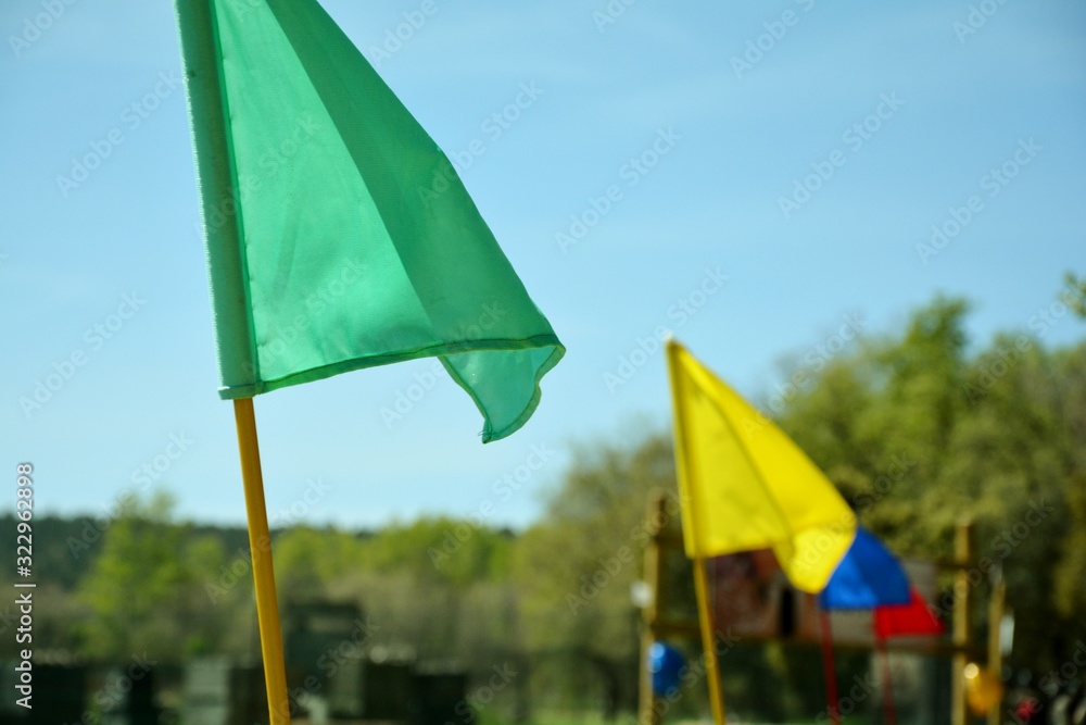 flags in the field in a sunny day