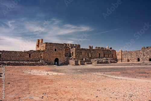 View of the archaeological ruins of Qasr Al Azraq castle in Jordan. photo