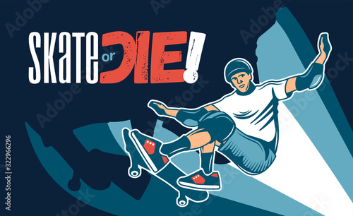 Skateboarding Colored Hand Drawn Illustration