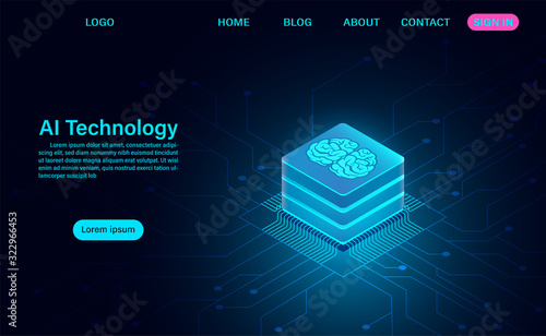 artificial intelligence technology concept. data and engineering concept. Isometric