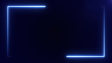blue color neon frame at the screen edge on black background. 3D rendering 4k video.