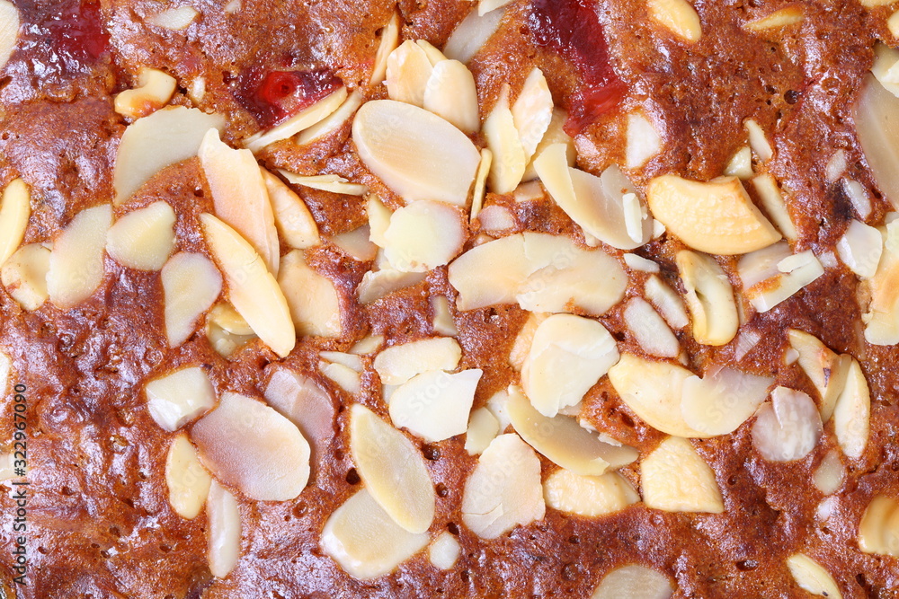 Close up nuts cake as background. Close up nuts cake as background.