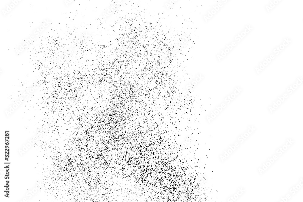 Black Grainy Texture Isolated On White Background. Dust Overlay. Dark Noise Granules. Digitally Generated Image. Vector Design Elements, Illustration, Eps 10.