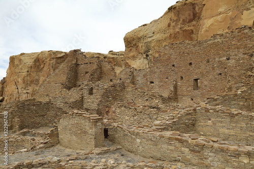 Pueblo Bonito in Chaco Culture National Historical Park in New Mexico, USA. This settlement was inhabited by Ancestral Puebloans, or the Anasazi in prehistoric America. photo