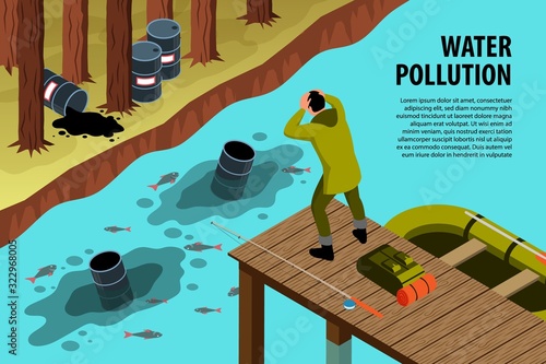 Isometric Water Pollution Background