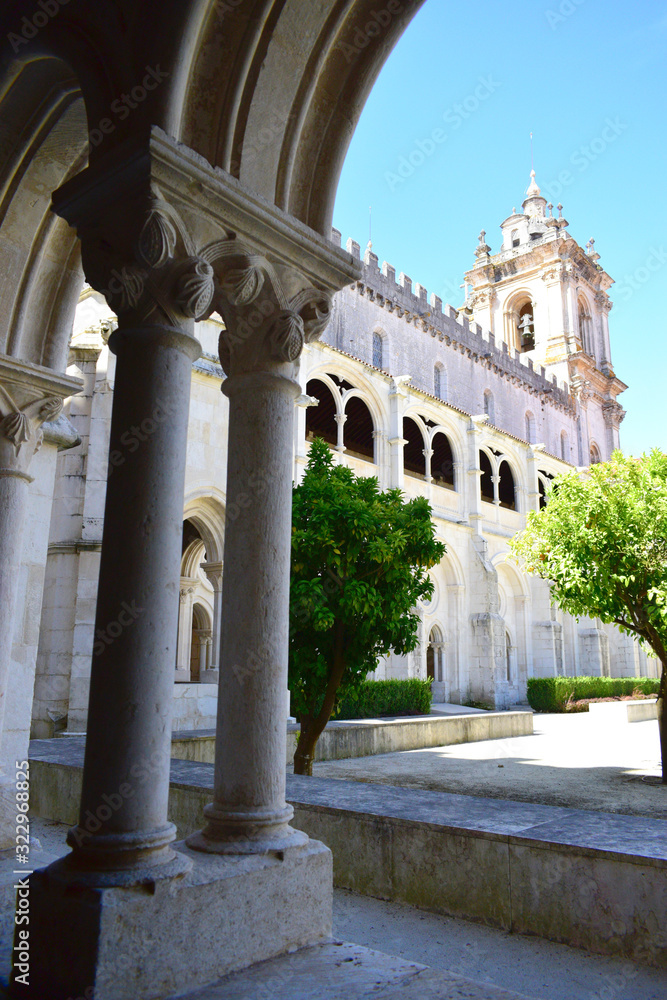 View of Alcobaça's main Tower Through Arches