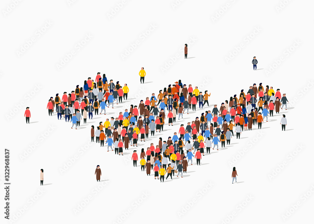 People crowd in form of growing chart. Statistic concept. People crowd in form of growing chart. Statistic concept.