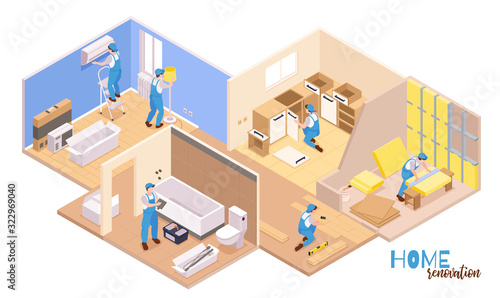 Isometric Home Repairs Composition