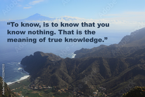 Inspirational quote by ancient Greek philosopher Socrates against nature background (Original image also available)