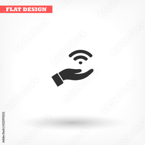 Wi fi icon in the hand , lorem ipsum Flat design