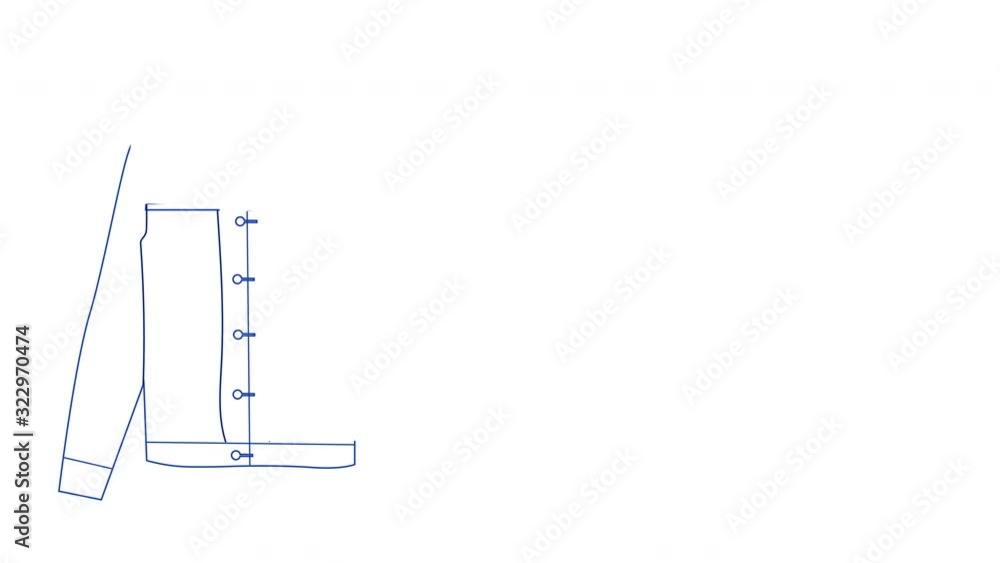 Self drawing sketch animation of blue jean jacket. Doodle, animation, line art, copy space. White background. Self drawing sketch animation of blue jean jacket. Doodle, animation, line art, copy space. White background.
