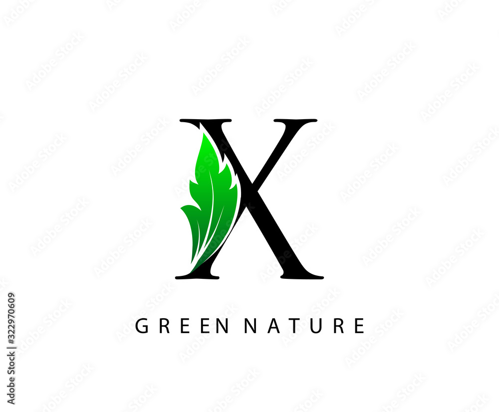 Nature X Letter Green Leaf Logo Design. Nature X Letter Green Leaf Logo Design.