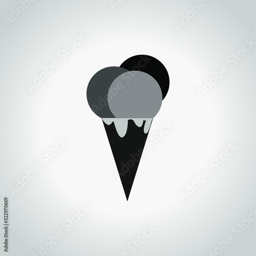 Vector icon of a cone with various flavors on gray background. Isolated.