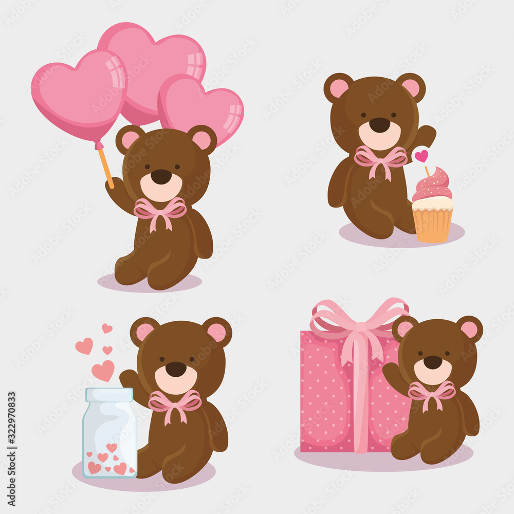 teddy bears of cute icons for valentines day vector illustration design teddy bears of cute icons for valentines day vector illustration design