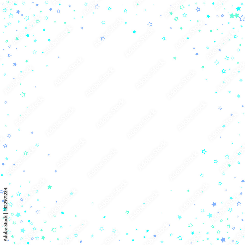 Blue, cyan, turquoise glitter stars confetti