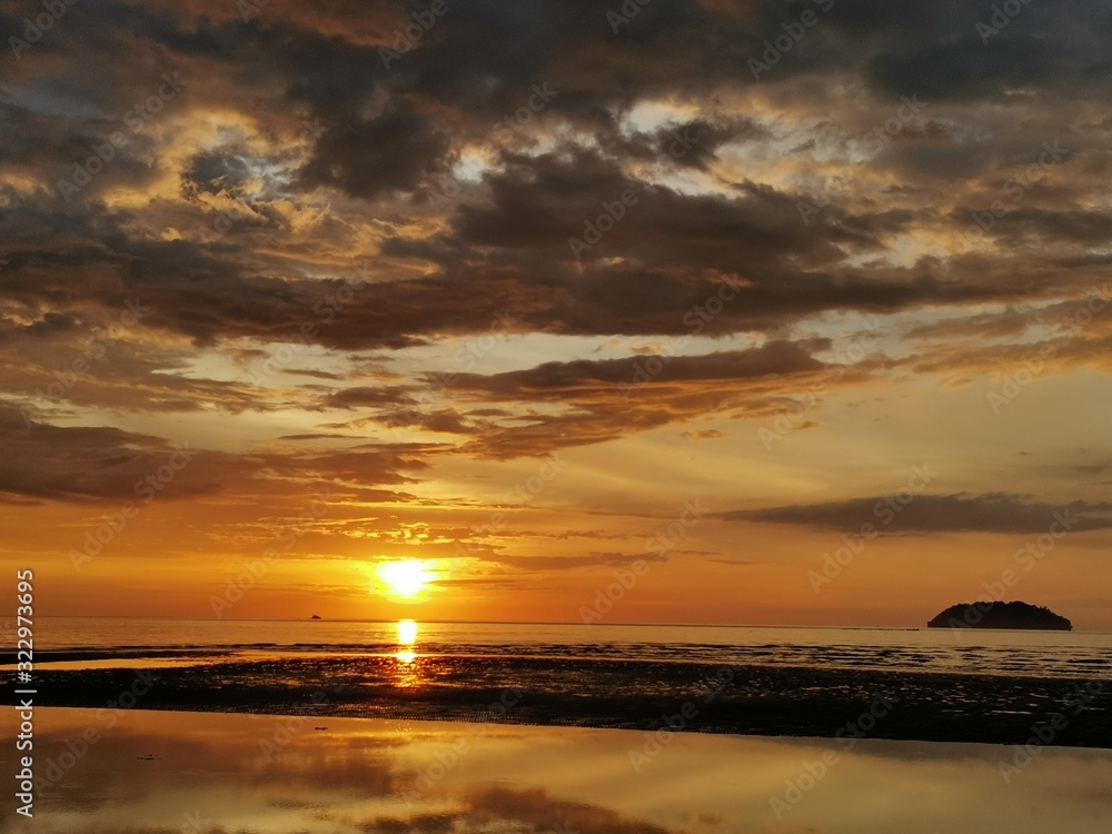 Beautiful Sunset view in Tanjung Aru Beach, Kota Kinabalu. Sabah, Malaysia. Borneo. The Land Below The Wind. Beautiful Sunset view in Tanjung Aru Beach, Kota Kinabalu. Sabah, Malaysia. Borneo. The Land Below The Wind.