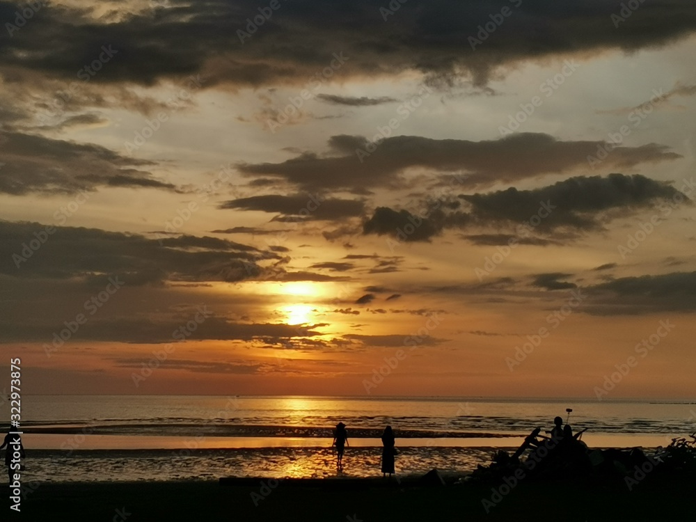 Beautiful Sunset view in Tanjung Aru Beach, Kota Kinabalu. Sabah, Malaysia. Borneo. The Land Below The Wind.