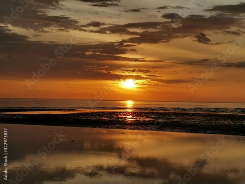 Beautiful Sunset view in Tanjung Aru Beach  Kota Kinabalu. Sabah  Malaysia. Borneo. The Land Below The Wind.