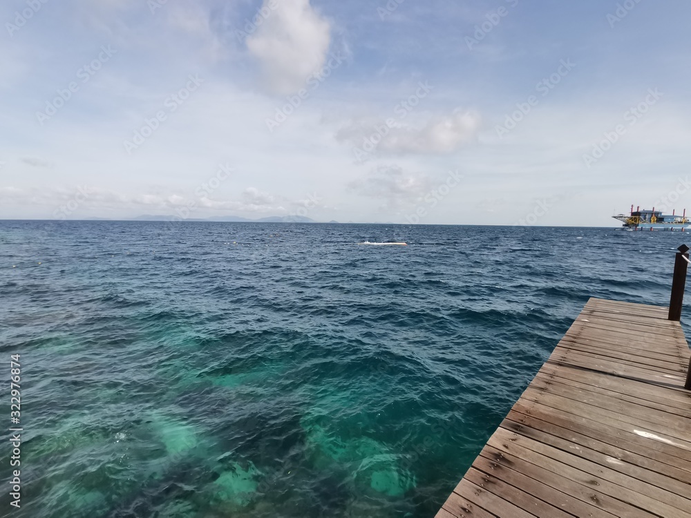Ocean view from Mabul Island, Semporna. Tawau. Sabah, Borneo. Malaysia. The Land Below The Wind. Ocean view from Mabul Island, Semporna. Tawau. Sabah, Borneo. Malaysia. The Land Below The Wind.