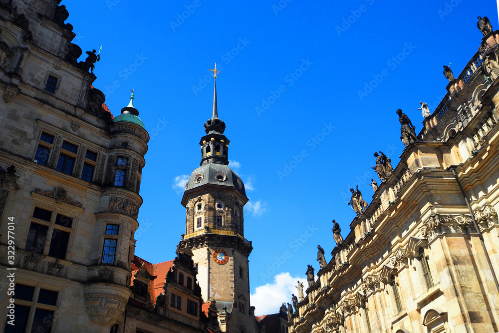 Dresden Cathedral of the Holy Trinity, Hofkirche, Residenzschloss, Hausmannsturm, Dresden, Germany Dresden Cathedral of the Holy Trinity, Hofkirche, Residenzschloss, Hausmannsturm, Dresden, Germany