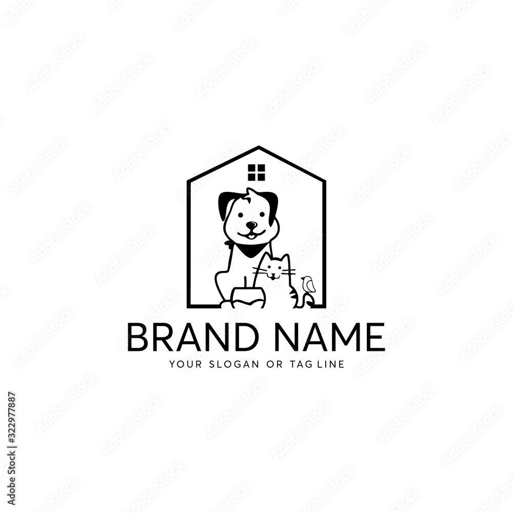 concept dog cat pet house home logo design vector template concept dog cat pet house home logo design vector template