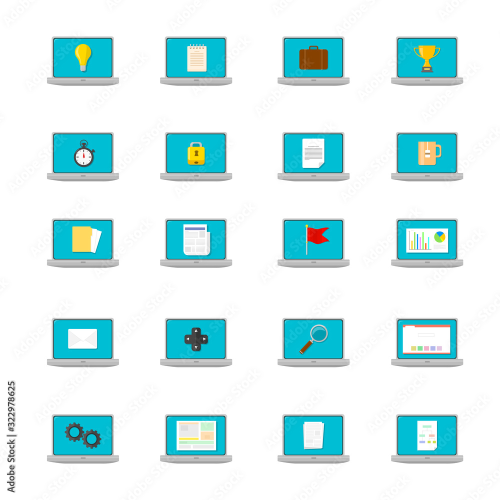 Modern Flat Icon Computer Technology Illustration Vector Set Modern Flat Icon Computer Technology Illustration Vector Set
