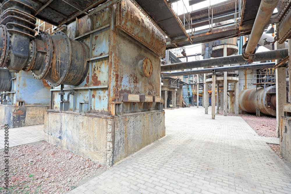 Unused and abandoned metal pipes in factories Unused and abandoned metal pipes in factories