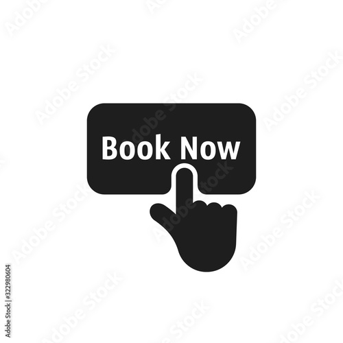 black finger presses on simple book now button