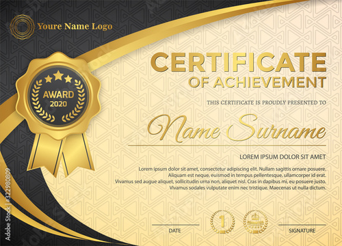 premium golden black certificate template design