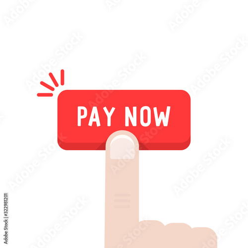 hand press on red pay now button