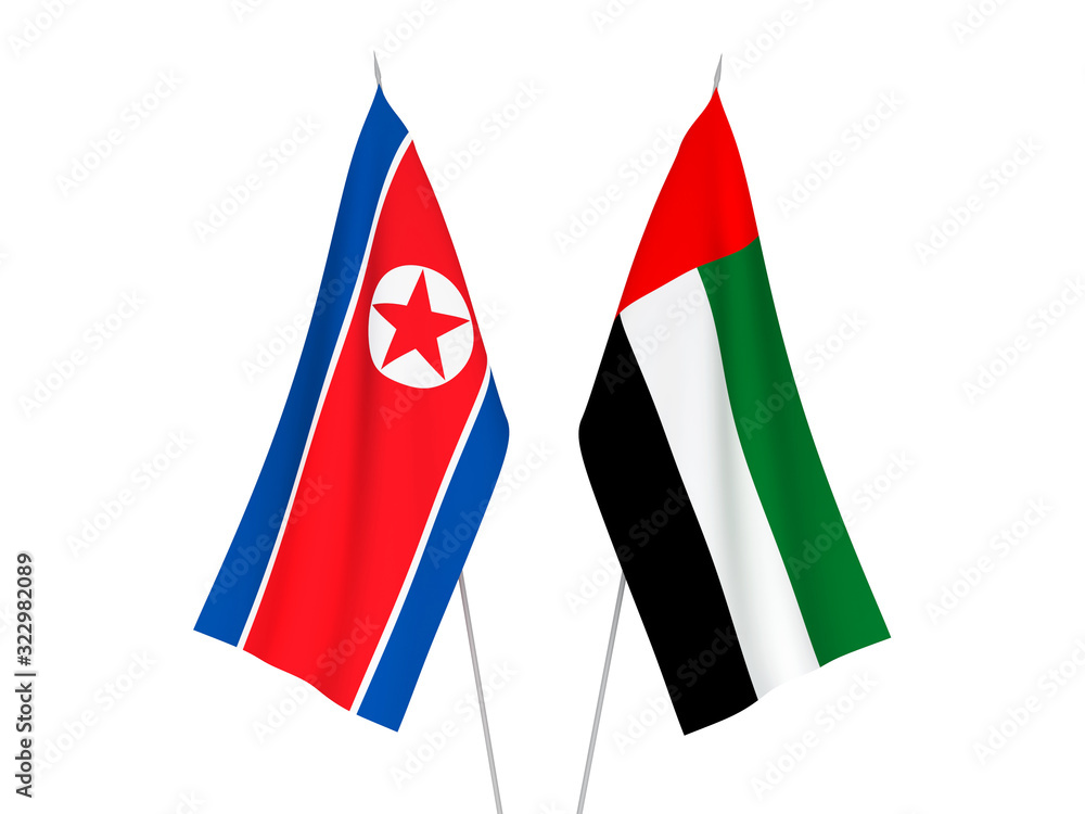 United Arab Emirates and North Korea flags