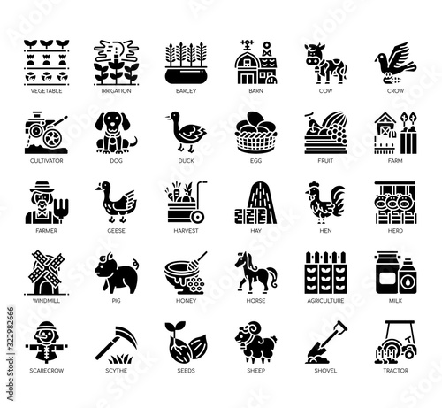 Set of farming thin line and pixel perfect icons for any web and app project.