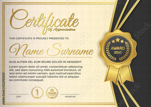 premium golden black certificate template design