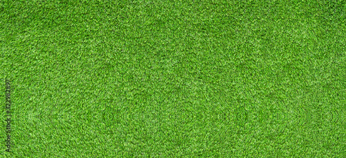 Outdoor gardening design : Top view of green artificial grass in outdoor garden.