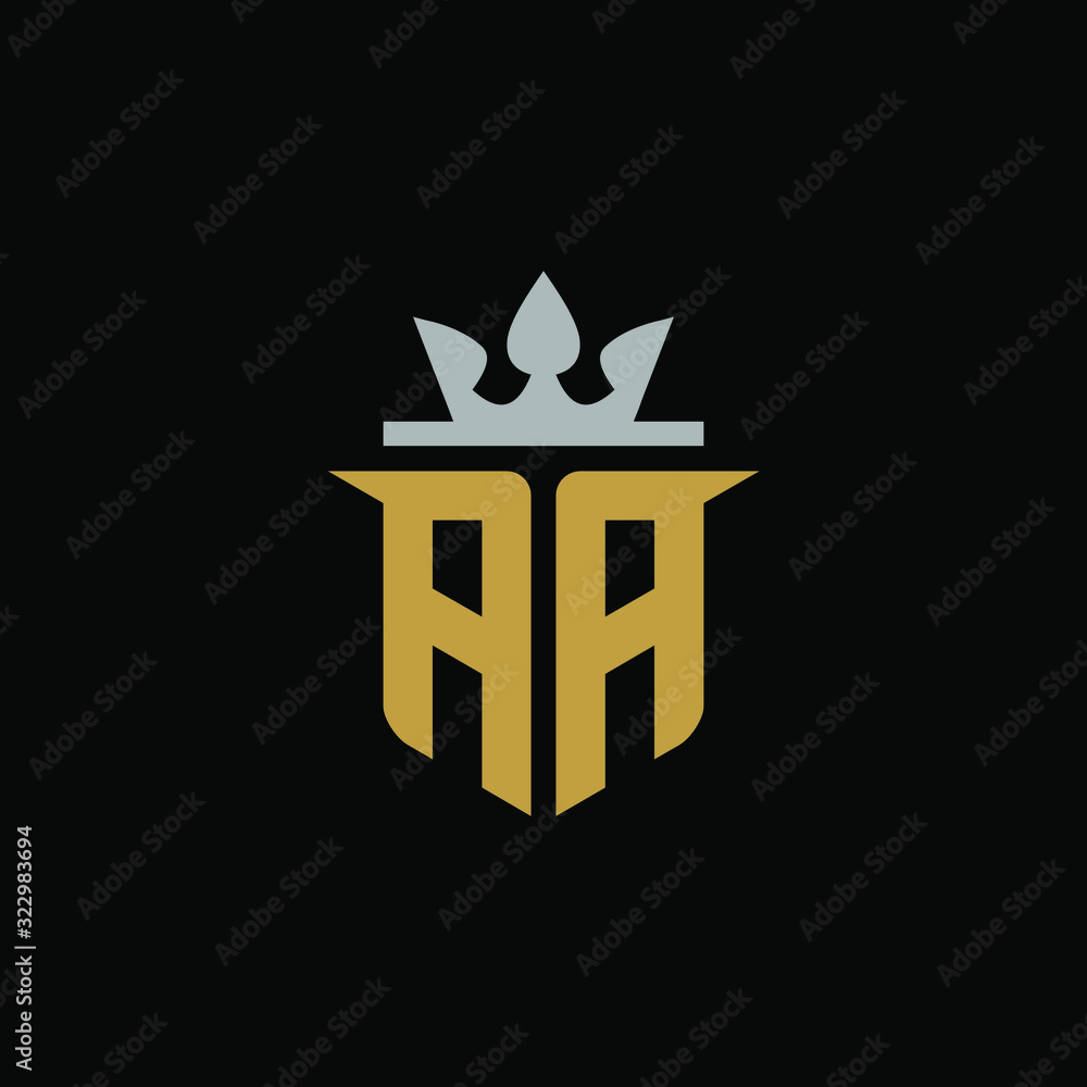Initial Letter AA with Shield King Logo Design Initial Letter AA with Shield King Logo Design
