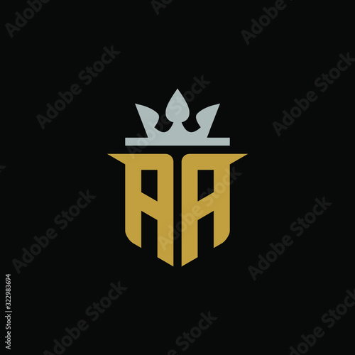 Initial Letter AA with Shield King Logo Design