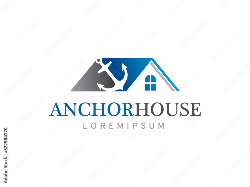 Anchor and house logo template design, icon, symbol Anchor and house logo template design, icon, symbol