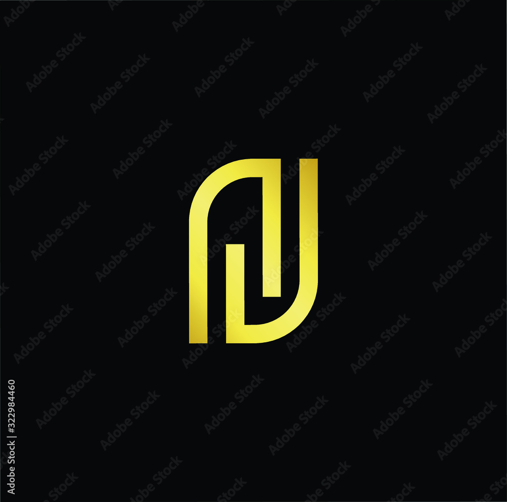 Outstanding professional elegant trendy awesome artistic black and gold color AJ JA initial based Alphabet icon logo.