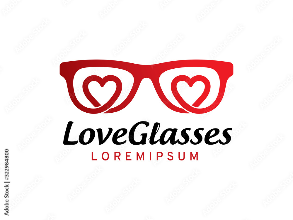 Obraz premium Love Glasses logo template design, icon, symbol