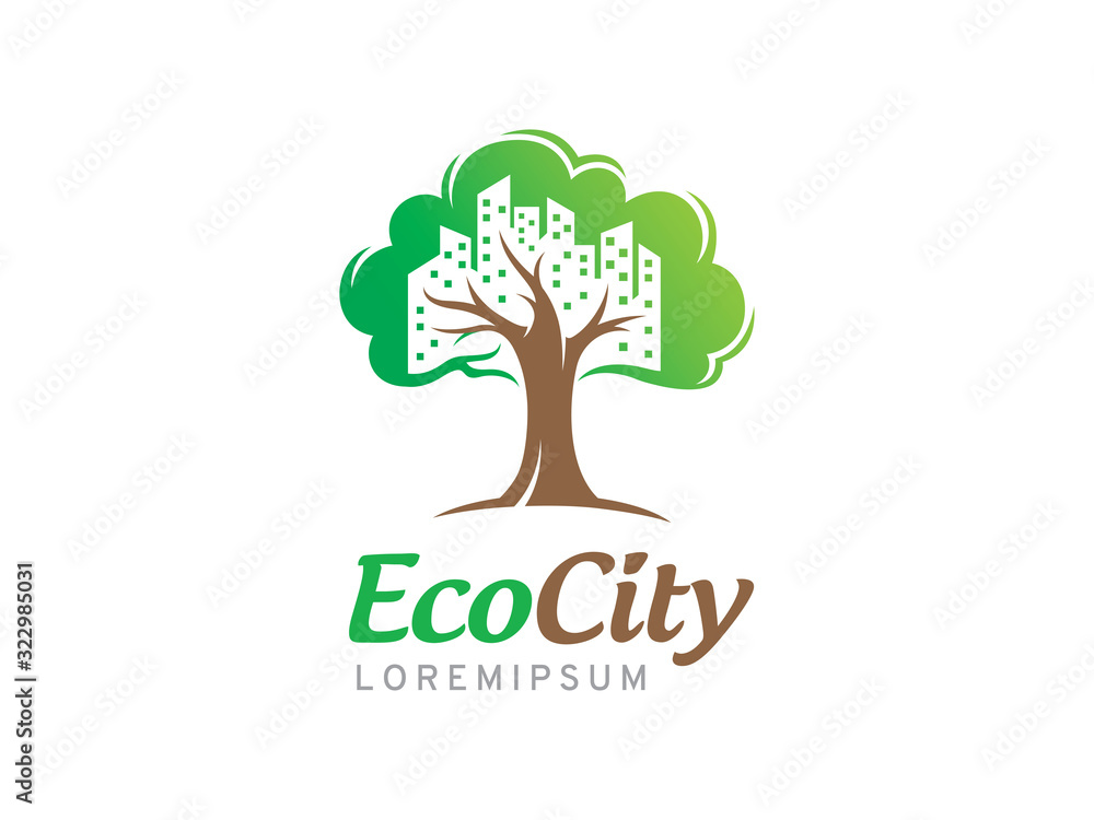Eco city logo template design, icon, symbol