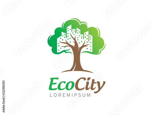 Eco city logo template design, icon, symbol