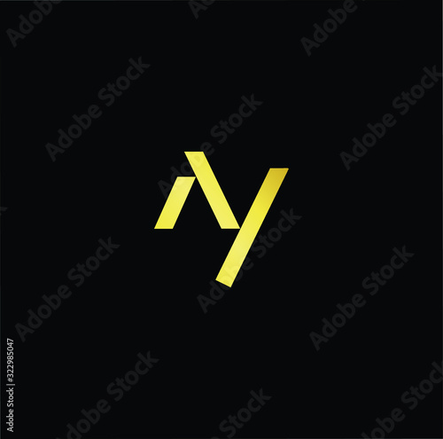 Outstanding professional elegant trendy awesome artistic black and gold color AY YA initial based Alphabet icon logo.