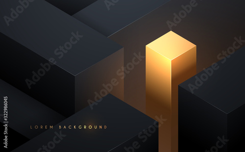 Black and gold geometric shapes background