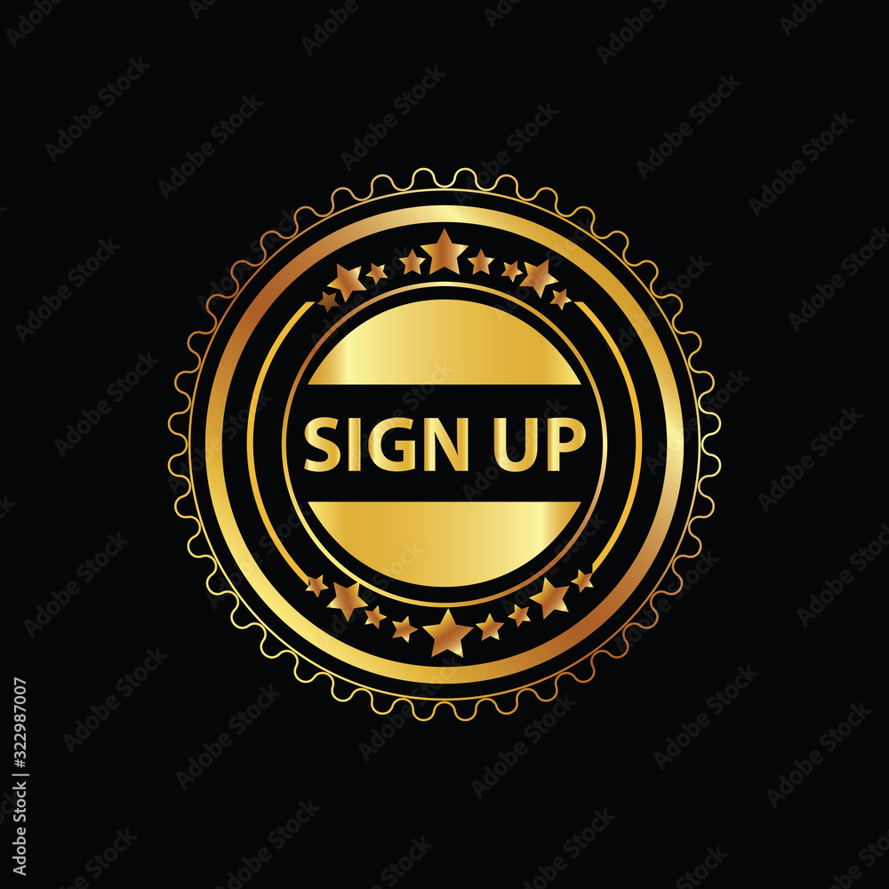 Sign Up Vector Gold Web Icon Button 
