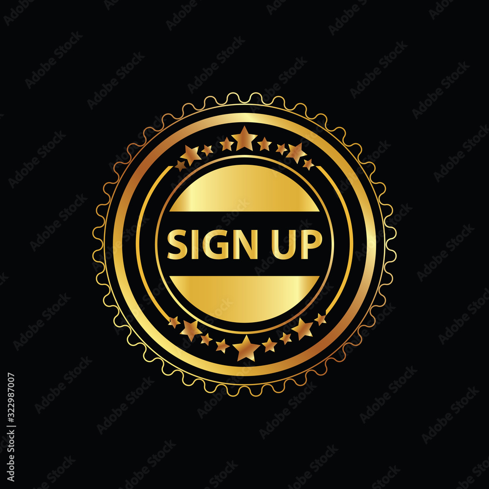 Sign Up Vector Gold Web Icon Button Sign Up Vector Gold Web Icon Button